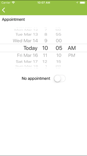 No Appointment toggle button